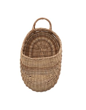 Hand-Woven Wicker Wall Basket w/ Handle, Natural, Available for local pick up