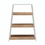 Decorative Metal, Wood & Bamboo 3-Tier Tray w/ Removable Trays, White & Natural