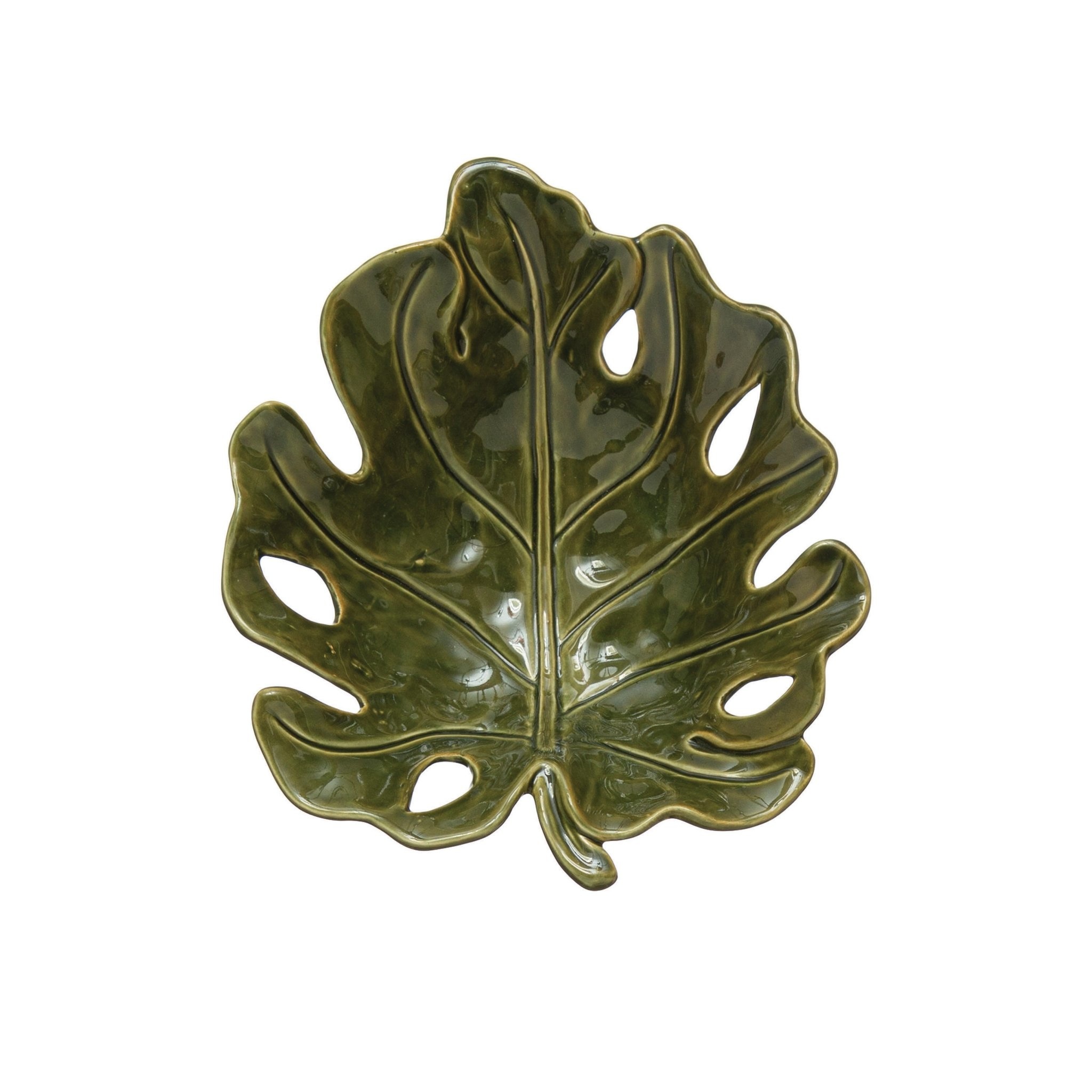 Stoneware Leaf Shaped Bowl, 7"x 6"