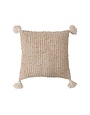 Square Woven Cotton Striped Pillow w/ Tassels, Cream & Natural, 20"