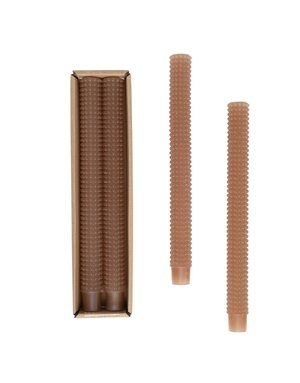 Unscented Hobnail Taper Candles in Box, Cappuccino Finish, 10"h
