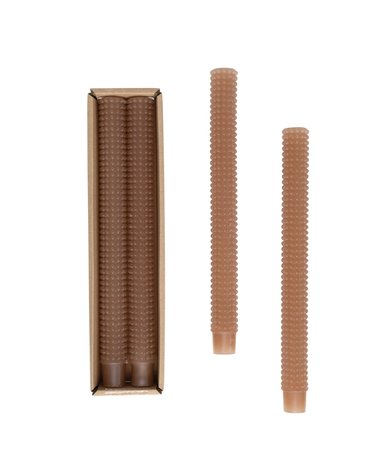 Unscented Hobnail Taper Candles in Box, Cappuccino Finish, 10"h