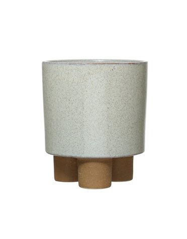 Stoneware Footed Planter, White, Available for local pick up