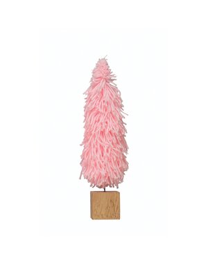 Fabric Yarn Tree w/ Wood Block Base, Pink, Large