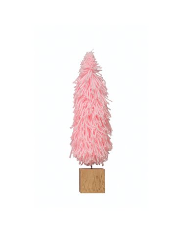 Fabric Yarn Tree w/ Wood Block Base, Pink, Large