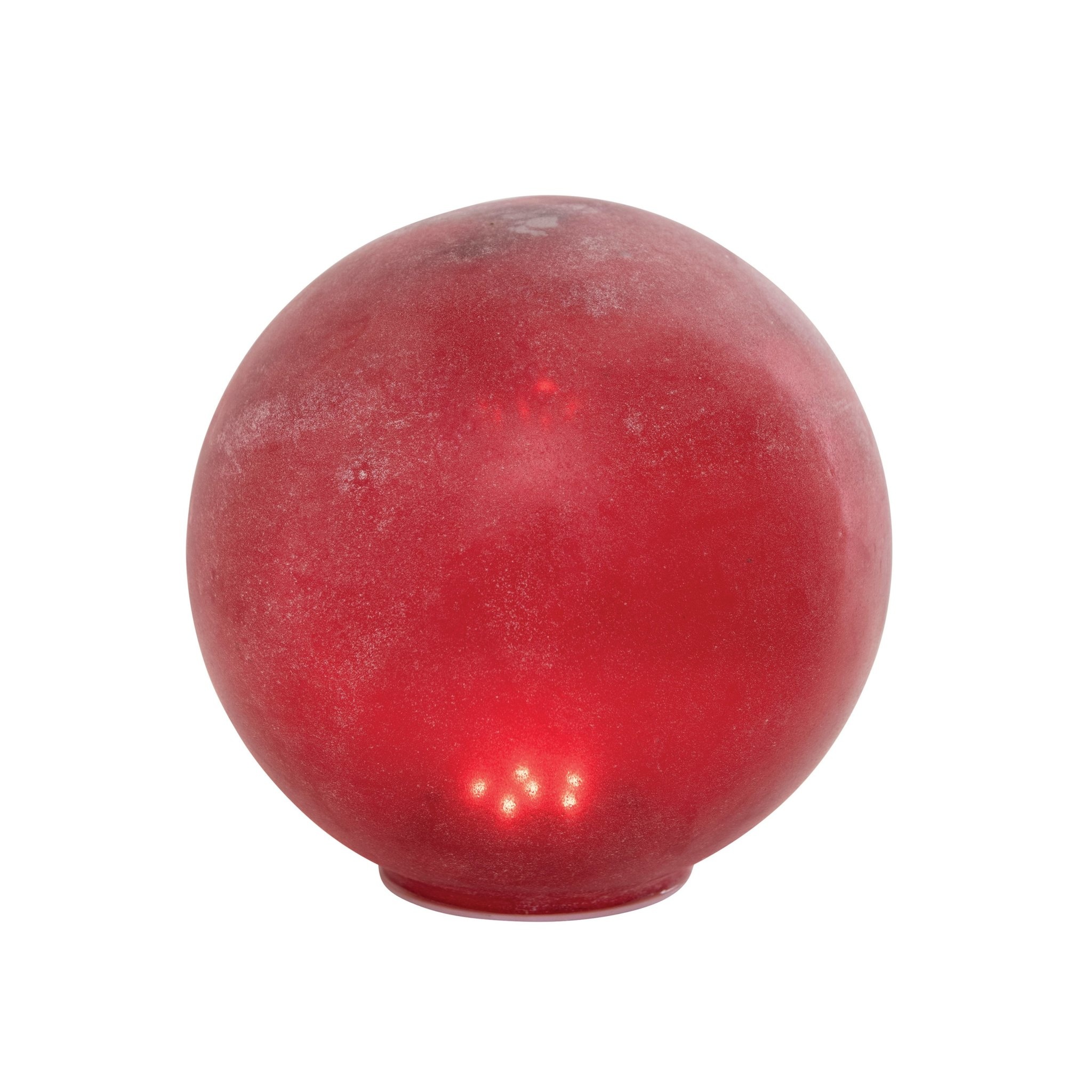 Round Frosted Glass Globe, Red, 8"Rnd
