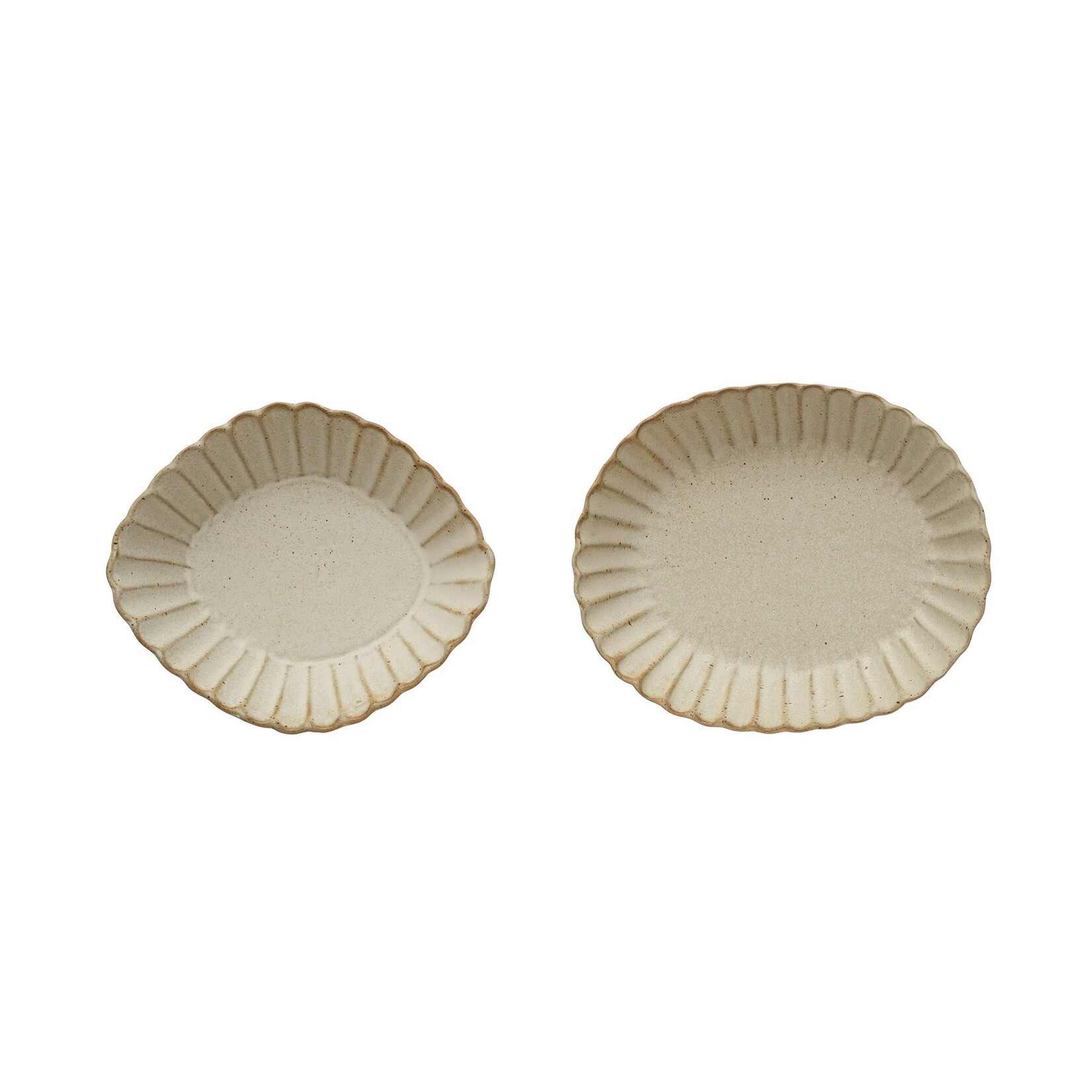 Stoneware Dish w/ Scalloped Edge, White, 5.5" x 5"