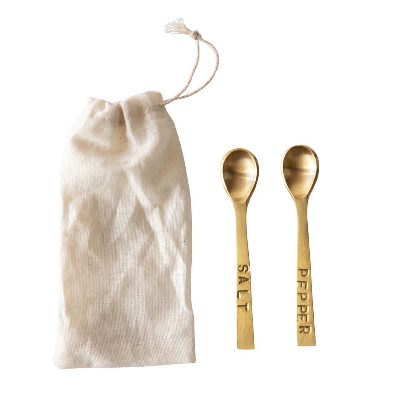 Salt & Pepper Spoons, Brass Finish