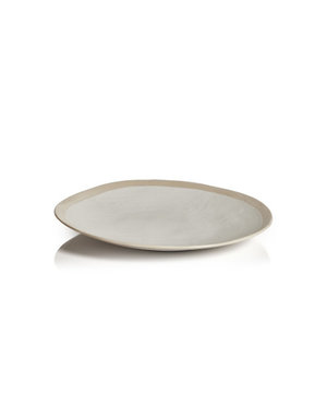 Alanya Organic Ceramic Linen Textured Platter, Large, 16", Available for local pick up