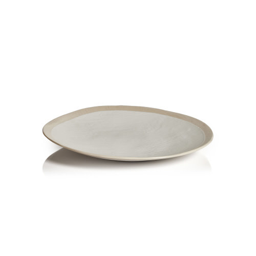 Alanya Organic Ceramic Linen Textured Platter, Large, 16", Available for local pick up