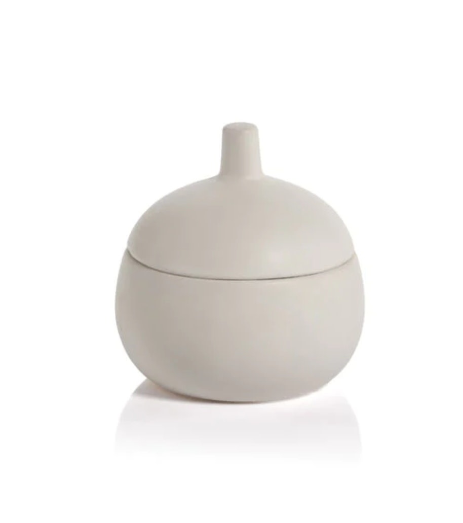 Bodego Ceramic Canister, White, medium,  5.5" x 5.25", Available for local pick up