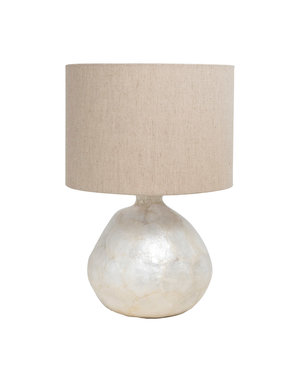 Capiz Table Lamp w/ Linen Shade, 15.75  H