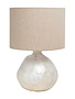 Capiz Table Lamp w/ Linen Shade, 15.75  H Available for local pick up