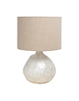 Capiz Table Lamp w/ Linen Shade, 15.75  H Available for local pick up