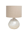 Capiz Table Lamp w/ Linen Shade, 15.75  H