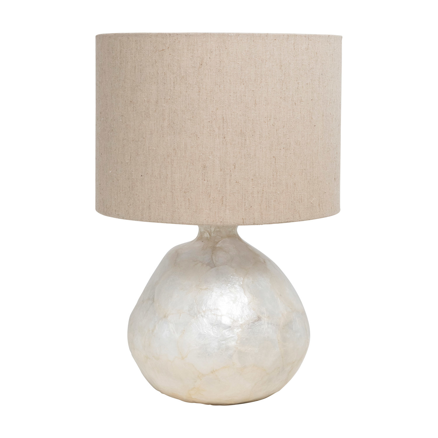 Capiz Table Lamp w/ Linen Shade, 15.75  H Available for local pick up