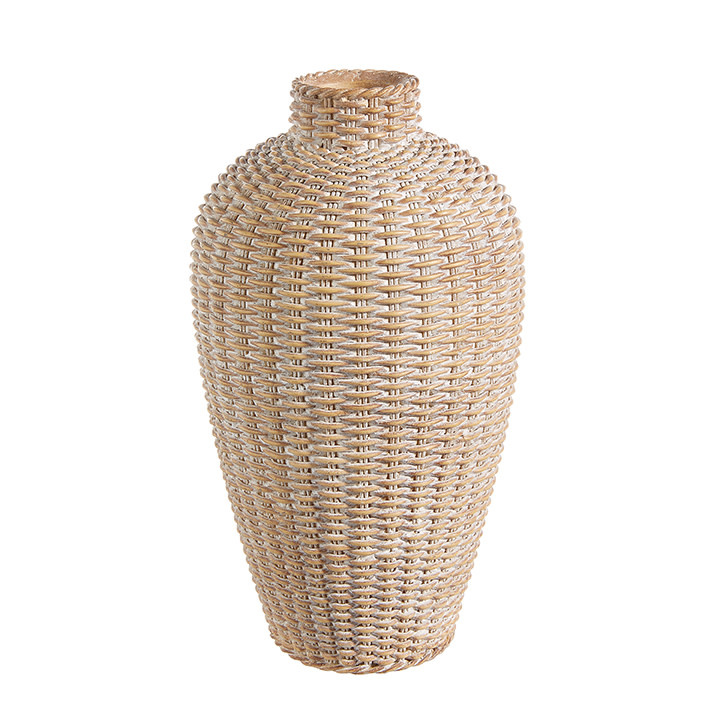 Basketweave Vase, 5.5" D X 10" H, Available for local pick up