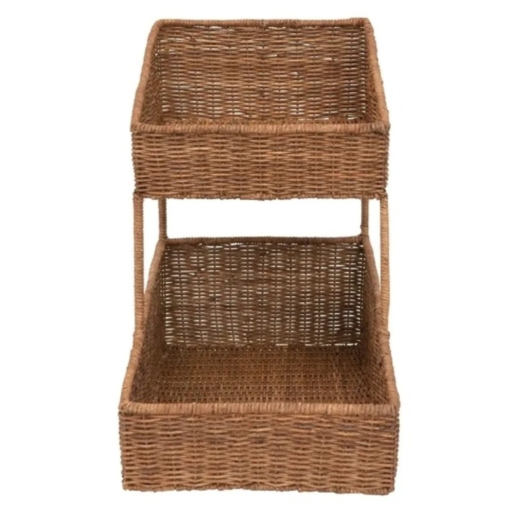 Hand-Woven Wicker Vintage Reproduction French Bakery Basket 22x21