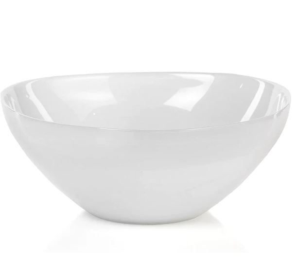 Monte Carlo Alabaster Glass Bowl, White, Large, Available for local pick up