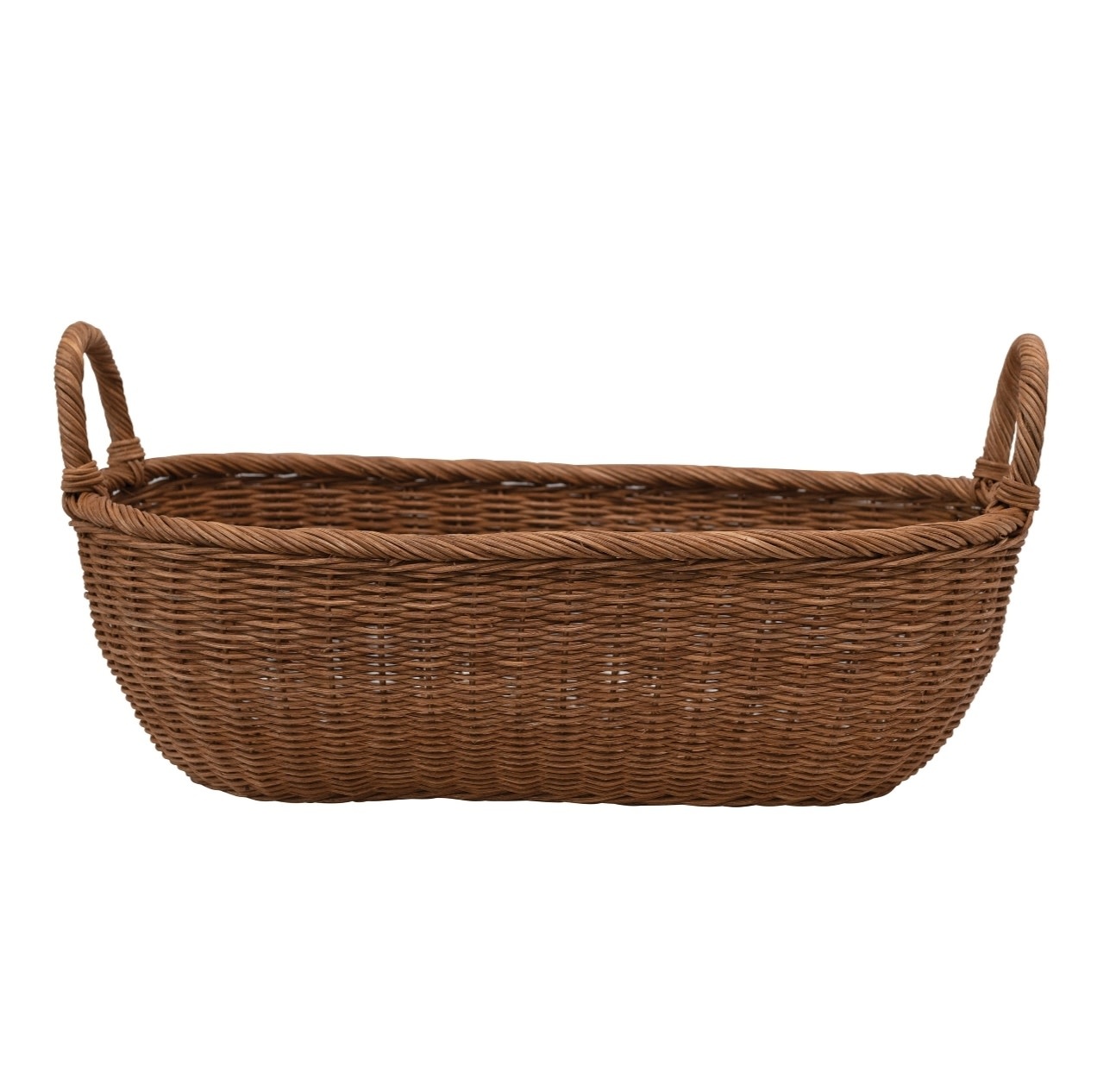 Hand-Woven Wicker Basket w/ Handles, Natural, 24.5"L x 13.5"W x 11.5"H, Available for local pick up