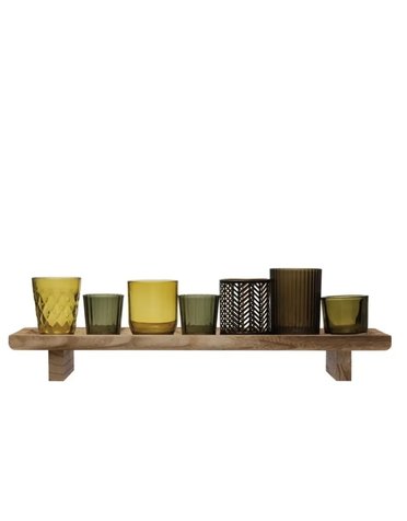 Footed Tray w/ 7 Votive Holders, Green 19.75 x 5.5, Available for local pick up
