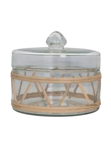 Rattan Wrapped Glass Jar w/ Lid, 6-1/4" Round x 5-1/2"H, Available for local pick up