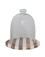 Glass Cloche w/ Striped Wood & Marble Base, 10" x 11", Available for local pick up
