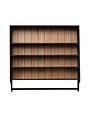 Wood & MDF Wall Shelf w/ 3 Shelves & Rod, Black & Stained Finish, Available for local pick up
