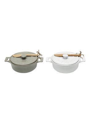 Stoneware Brie Baker w/ Lid & Wood Spreader