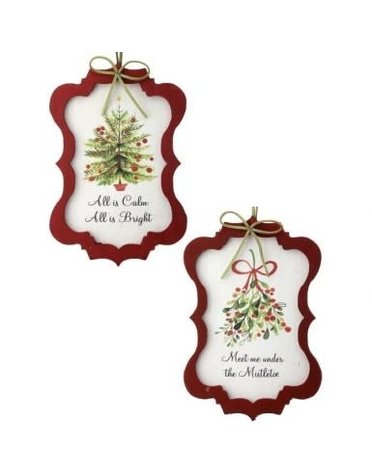 Framed Tree/Mistletoe Ornament, Red, priced separately
