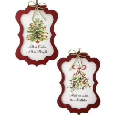 Framed Tree/Mistletoe Ornament, Red, priced separately