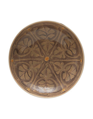Hand-Painted Stoneware Serving Bowl w/ Pattern, Brown & Taupe, Available for local pick up