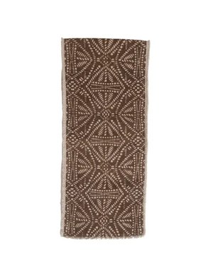 Stonewashed Cotton Canvas Table Runner w/ Pattern and Frayed Edges, 72"
