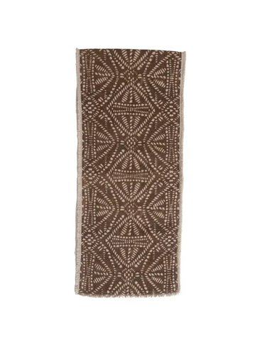 Stonewashed Cotton Canvas Table Runner w/ Pattern and Frayed Edges, 72"