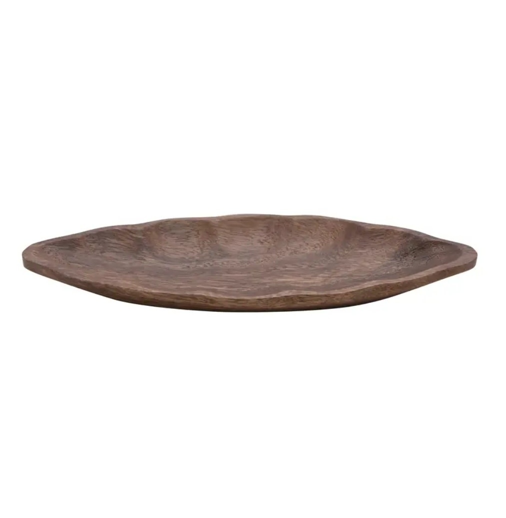 Hand-Carved Acacia Wood Leaf Shaped Dish, 4"x 2"