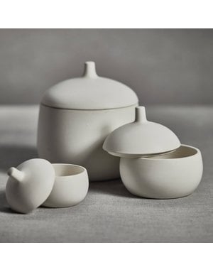 Bodego Ceramic Canister, White, large,  7.25"