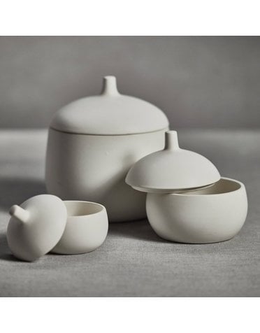 Bodego Ceramic Canister, White, large,  7.25"