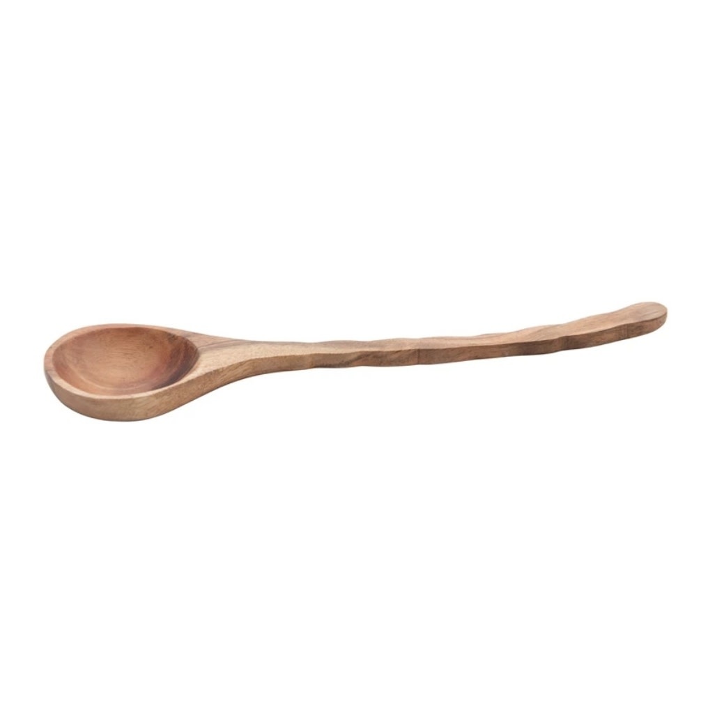 Hand-Carved Acacia Wood Spoon, Natural 9"