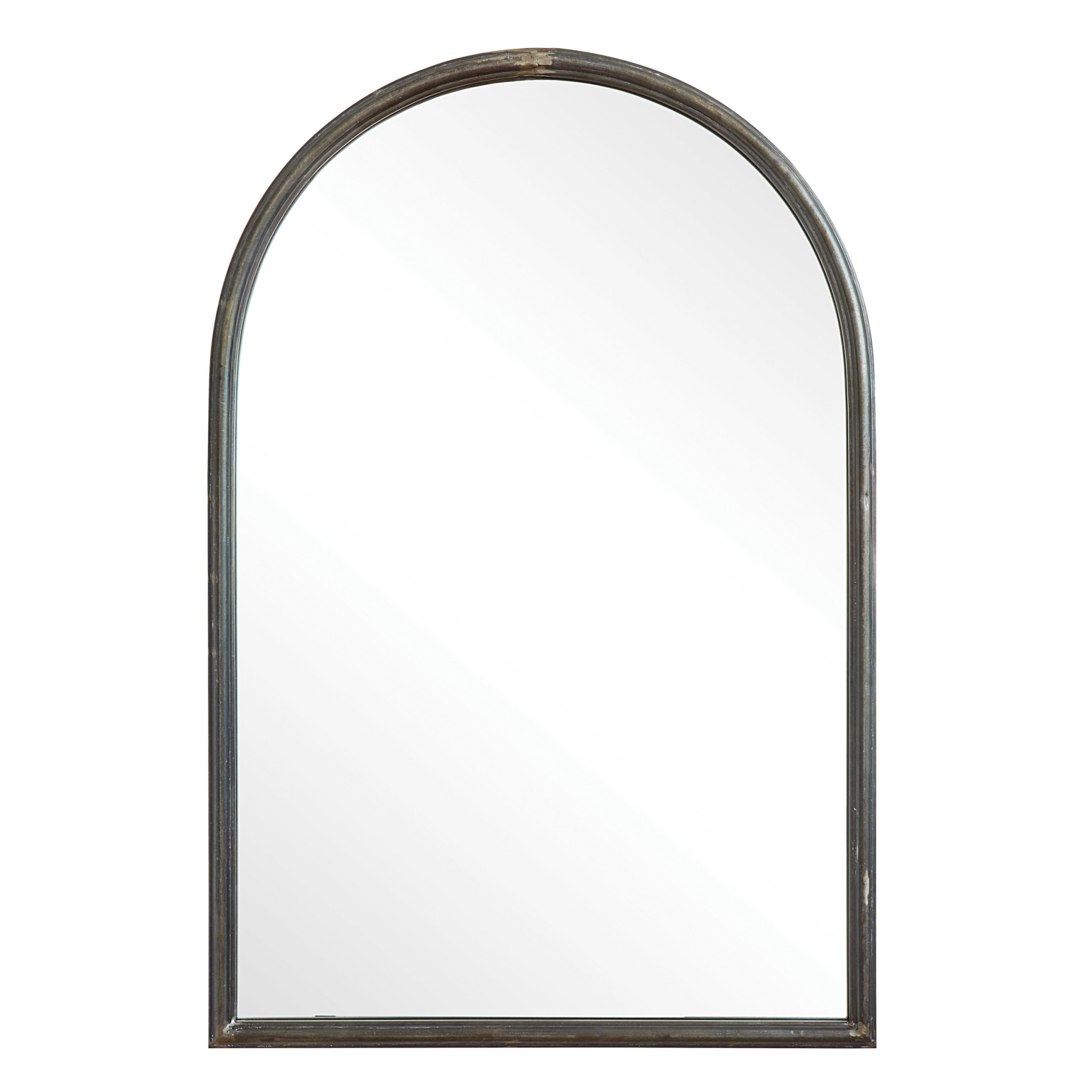 Arched Metal Framed Wall Mirror, Black 24"x36"