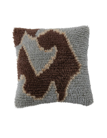 New Zealand Wool & Cotton Tufted Pillow w/ Design
