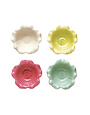 Debossed Stoneware Flower Bowl, Crackle Glaze, 4 Colors