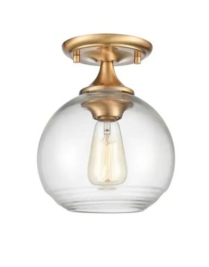 Satin Brass Semi Flush Mount Ceiling Light 8'' Wide 1-Light, Available for local pick up
