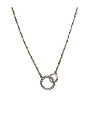 Gold 16"-18" Rhinestone Circle Necklace