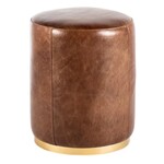 Leather Pouf Small Brass, 15 x 18