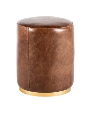 Pouf Small Brass, Assorted Leather, Available for local pick up