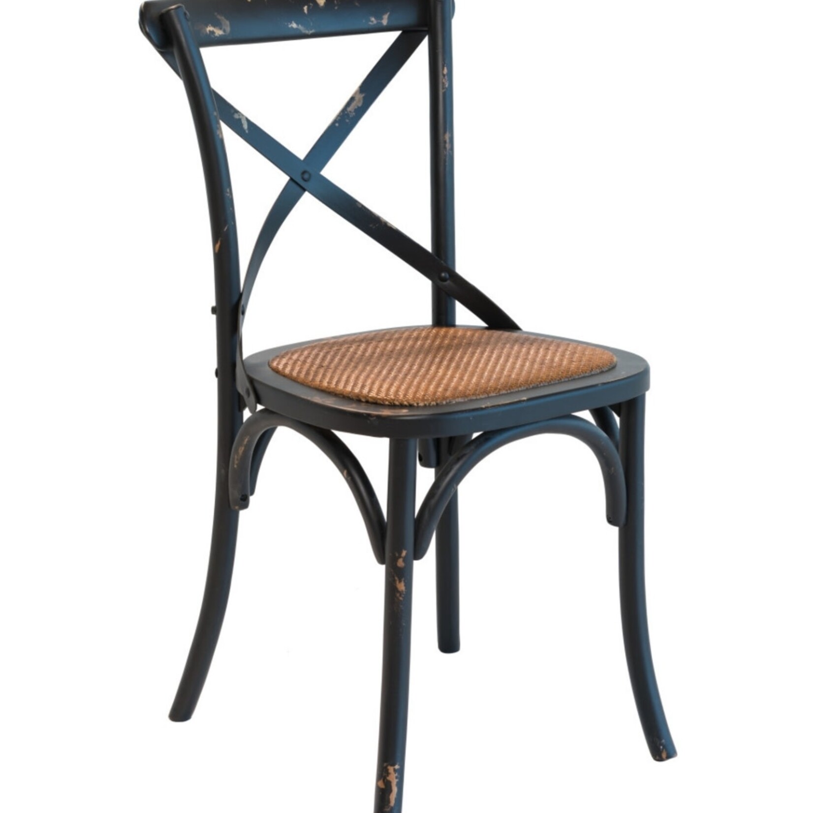 Xena Dining Chair, Antique Black/Rattan Seat, 19 x 21 x 35 Furniture Available for Local Delivery or Pick Up
