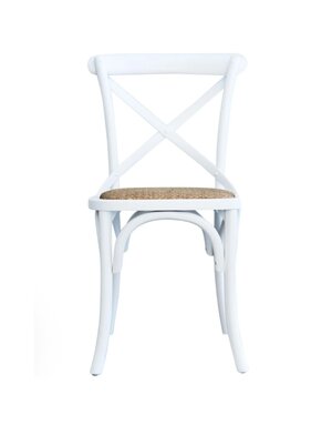 Xena Dining Chair, White, Rattan Seat, Available for local pick up