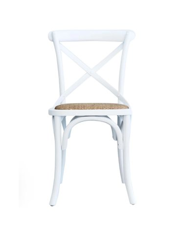 Xena Dining Chair, White, Rattan Seat, 19 x 21 x 35 Furniture Available for Local Delivery or Pick Up