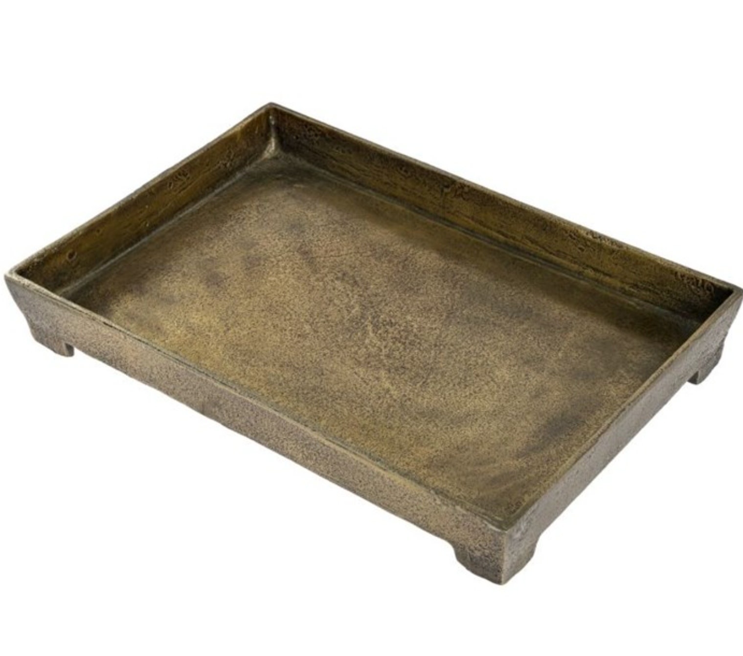 Footed Coffee Bronze Table Tray, 15.5x11"