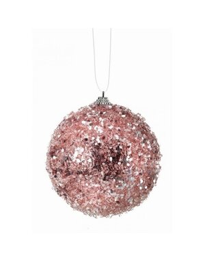 Glitter Sequin Iced Ball Ornament, Light Pink